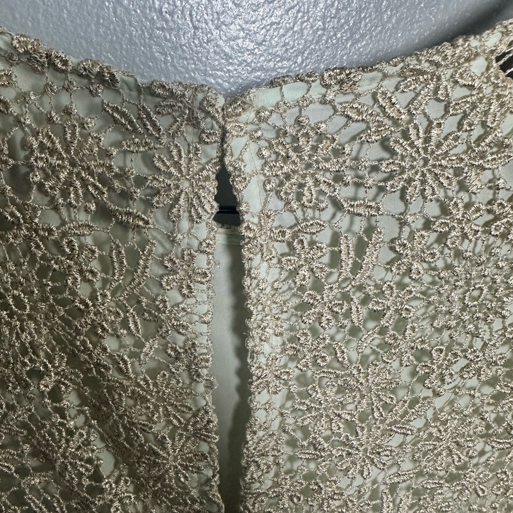 Beige Lace Embellished Cocktail Sheath Midi Dress 12 - Picture 8 of 10